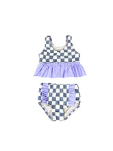 Load image into Gallery viewer, Lilac + Grey Check Swim