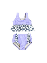 Load image into Gallery viewer, Lilac + Grey Check Swim
