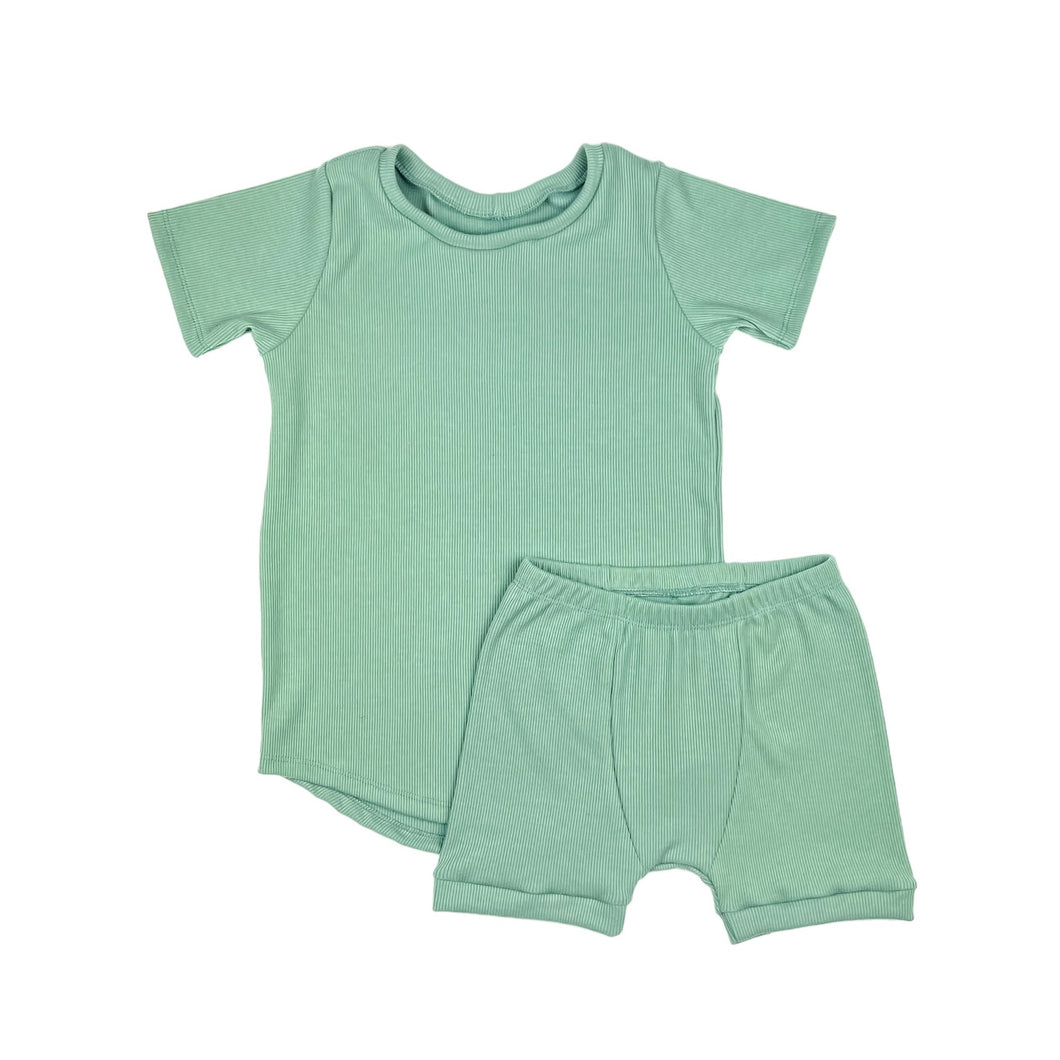 Sage Ribbed Shirt/Short Set