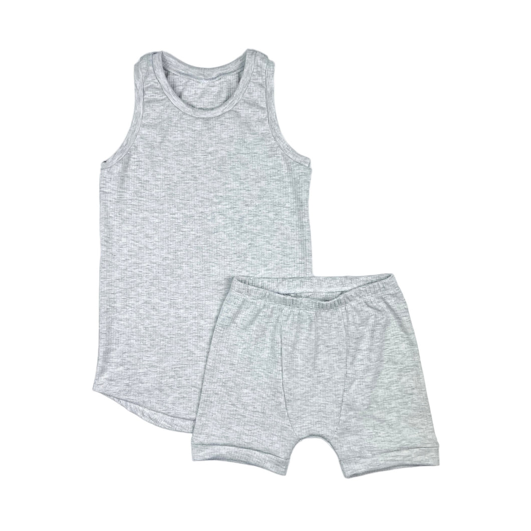 Heather Gray Ribbed Tank/Short Set