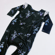 Load image into Gallery viewer, Blue Floral &amp; Ruffle Romper
