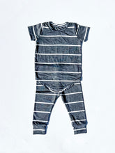 Load image into Gallery viewer, Curved Hem Lounge Set - Charcoal Stripe
