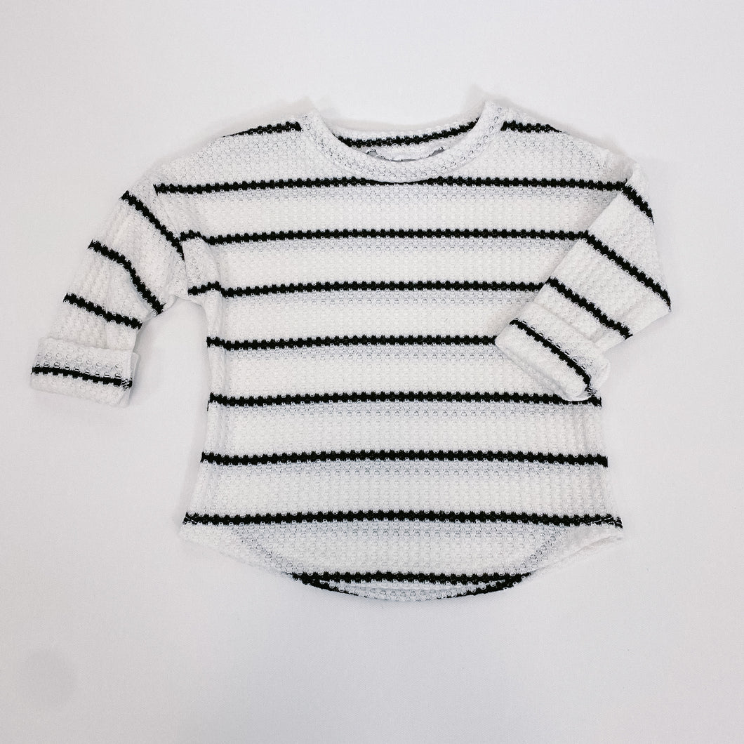 White and Black striped Sweater