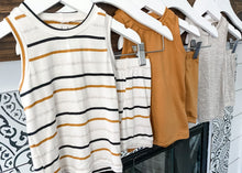 Load image into Gallery viewer, Mustard Stripe Tank/Short Set
