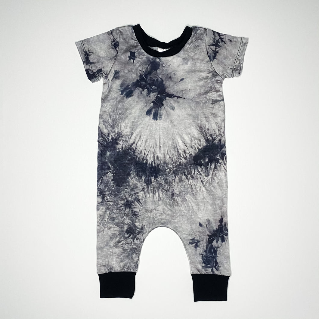 Black and Grey Tie Dye Romper