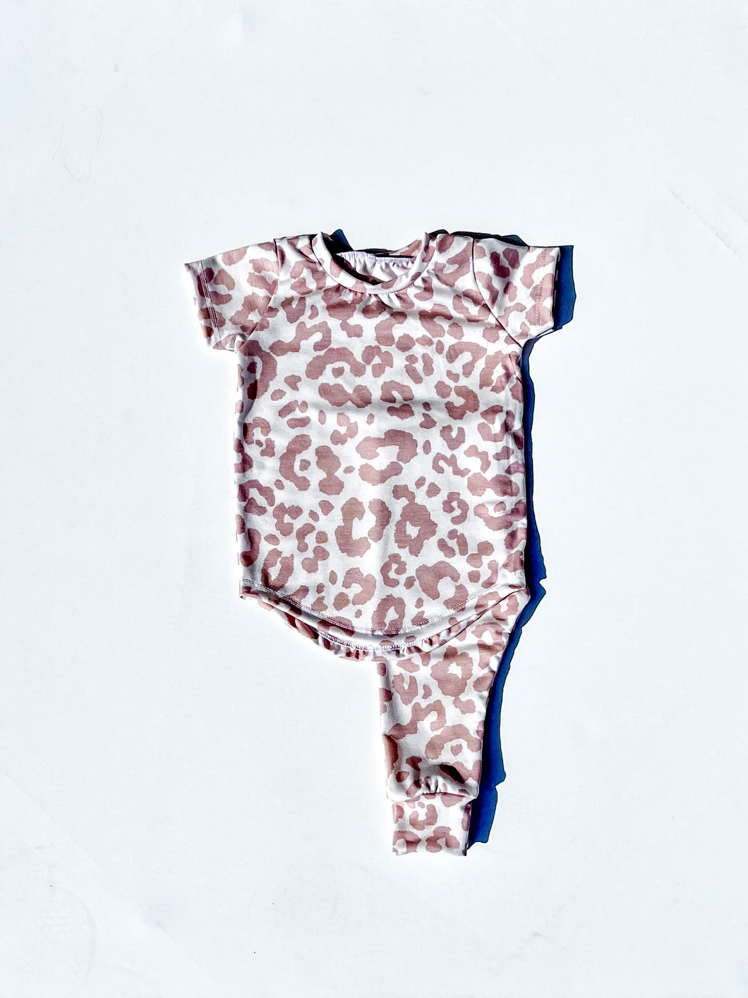 Curved Hem Lounge Set - Pink Leopard